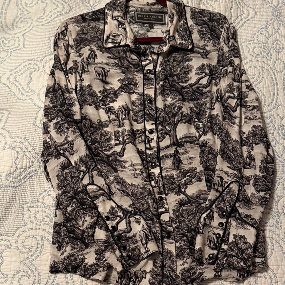 Double D Ranch Black and Cream Button Down Shirt